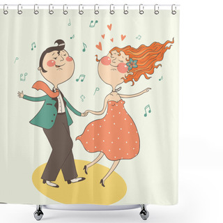 Personality  Illustration Of Swing Dancing Couple Shower Curtains