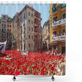 Personality  Start Of San Fermin Festival  In Pamplona, Spain Shower Curtains
