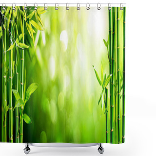 Personality  Fresh Bamboo Trees In Forest With Blurred Background Shower Curtains