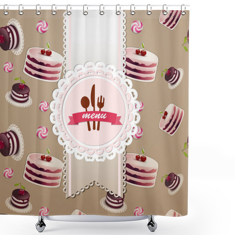 Personality  Cupcakes And Candy Seamless Pattern Shower Curtains