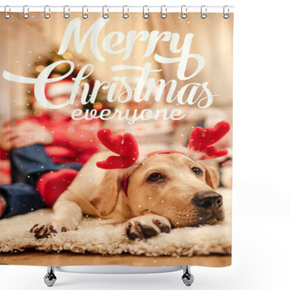 Personality  Dog With Christmas Reindeer Antlers Shower Curtains