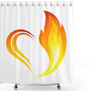 Personality  Abstract Fire Flames Icon With Heart Element Shower Curtains