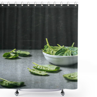 Personality  Green And Healthy Spinach Leaves In Bowl  Shower Curtains
