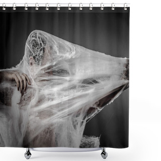 Personality  Arachnids Creepy, Naked Man Caught In Spider Web Shower Curtains