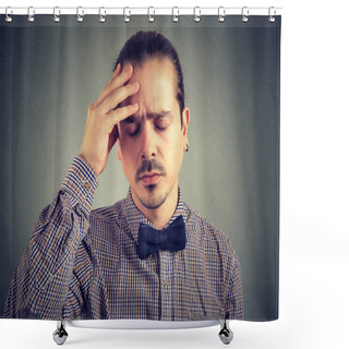 Personality  Tired Man Looking Stressful Shower Curtains