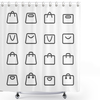 Personality  Shopping Bag Icon Set, Line Version, Vector Eps10 Shower Curtains