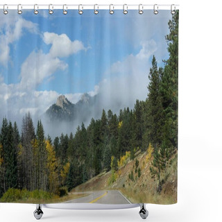 Personality  Autumn Scenery At The Golden Gate Canyon State Parks With Mist Rising Up Into The Mountains In Colorado. Shower Curtains