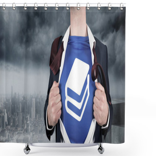 Personality  Businessman Opening His Shirt Superhero Style Shower Curtains