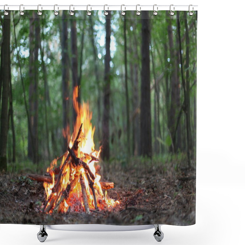 Personality  Bonfire in the forest. shower curtains