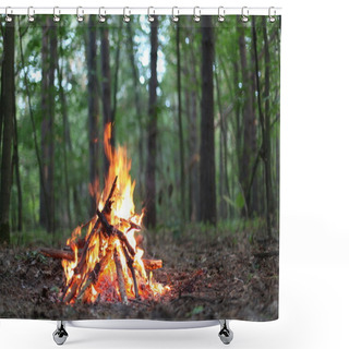 Personality  Bonfire In The Forest. Shower Curtains