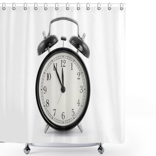 Personality  Black Old Style Alarm Clock With Clipping Path Shower Curtains