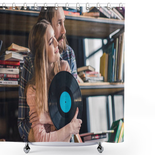 Personality  Couple With Vinyl Record Shower Curtains