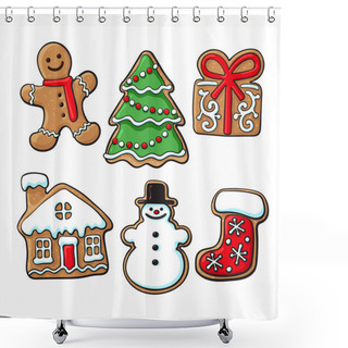 Personality  Glazed Homemade Christmas Gingerbread Cookies Shower Curtains