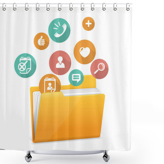 Personality  Yellow File Folder Icon And Flat Icons Shower Curtains