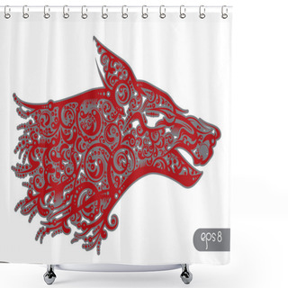 Personality  Wolf Outline Stylized Head Profile Shower Curtains
