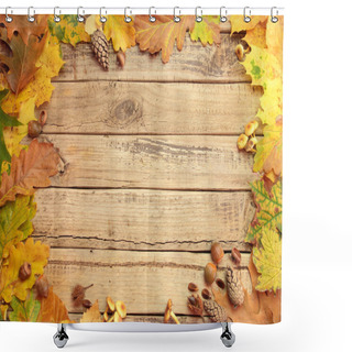 Personality  Autumn Background With Wooden Boards Shower Curtains