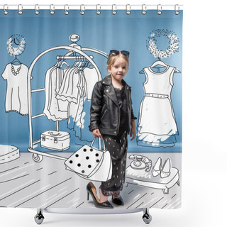 Personality  Stylish Girl Choosing Clothes  Shower Curtains