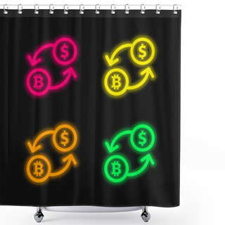 Personality  Bitcoin Exchange Rate Symbol Four Color Glowing Neon Vector Icon Shower Curtains