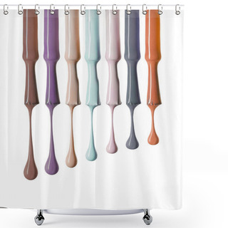 Personality  Wet Brushes With Variation Of Pastel Colors Isolated On White Shower Curtains