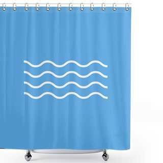 Personality  Linear Vector Isolated Waves On Blue Background. Curved Vector Lines. Vector Sigzag. Logotype Sea Or Ocean. Shower Curtains