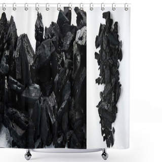 Personality  Collage Of Black Coals On White Background Shower Curtains