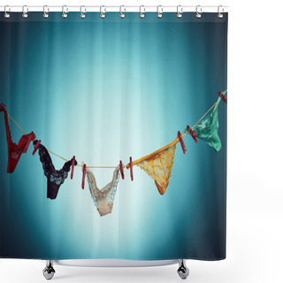 Personality  Woman's Panties On Rope Shower Curtains