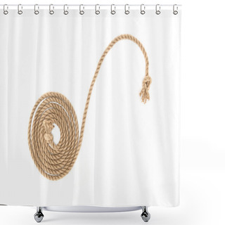 Personality  Top View Of Arranged Brown Marine Rope With Knots Isolated On White Shower Curtains