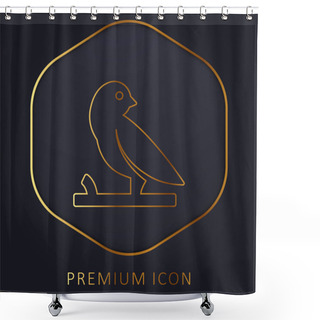 Personality  Bird On A Branch Golden Line Premium Logo Or Icon Shower Curtains