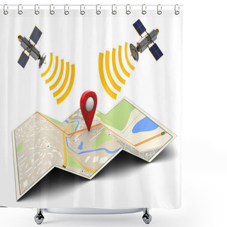 Personality  Sattelite Navigation Concept Shower Curtains