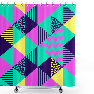 Personality  Trendy Colorful Triangle Geometric Abstract Memphis Multicolor Seamless Pattern Vector Illustration 90s Style Background For Fashion Textile Print And Wrapping. Shower Curtains