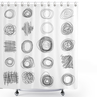 Personality  Hand Drawn Scribble Circles Shower Curtains