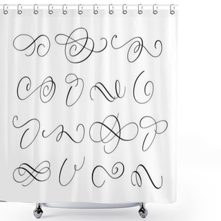 Personality  Simple Elegant Ink Calligraphy Design Elements Set Shower Curtains