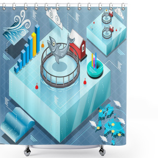 Personality  Isometric Infographic Of Sea Farmed Fish Shower Curtains