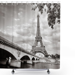 Personality  Eiffel Tower Monochrome Square Format Shower Curtains