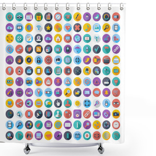 Personality  Social Media And Network Color Flat Icons. Shower Curtains