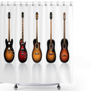 Personality  Group Of Beautiful Guitars Shower Curtains