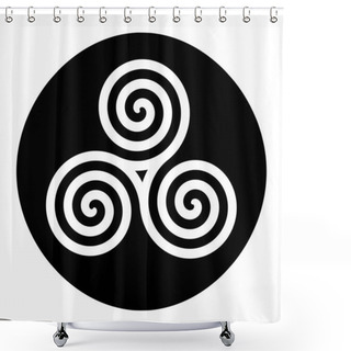 Personality  Triskelion Symbol Icon In A Black Circle  Shower Curtains