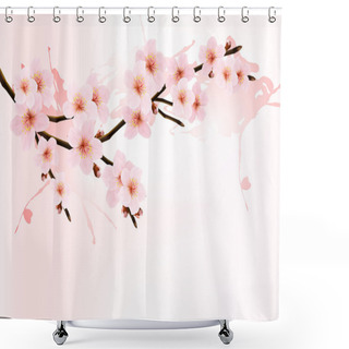 Personality  Nature Background With Blossoming Sakura Branch. Vector Illustra Shower Curtains