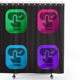Personality  Booking Four Color Glass Button Icon Shower Curtains