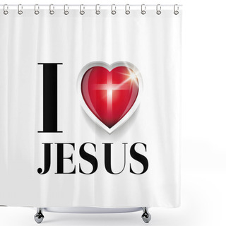 Personality  I Love Jesus Vector With Cross Shower Curtains