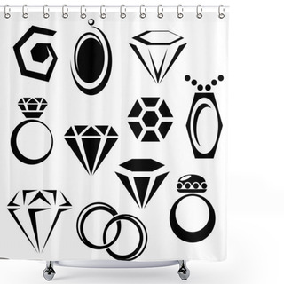 Personality  Jewelry Icon Set Shower Curtains