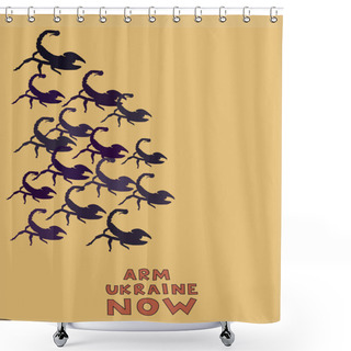 Personality  Illustration Of Scorpions With Stingers Near Arm Ukraine Now Lettering On Beige Background  Shower Curtains