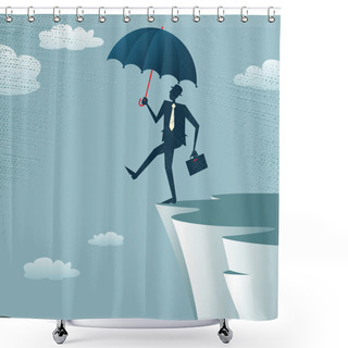 Personality  Abstract Businessman Walks Off A Cliff. Shower Curtains