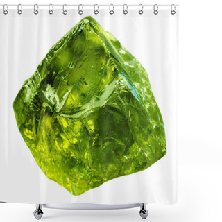 Personality  Emerald Gem Stone Mineral. Green Gemstone Of Precious Rock Isolated On White Background. Transparent Shiny Raw Brilliant Gem Shower Curtains