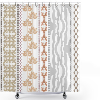 Personality  Boho Style Luxury Wallpaper. Set Of Geometric Ornaments, Damask Border, Leaves Stripe, Zebra Pattern. Shower Curtains