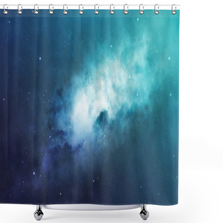 Personality  Blue And Green Nebula Shower Curtains
