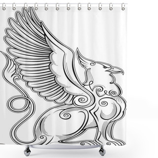 Personality  Gryphon Mythical Creature Power And Strength Symbol Vector Eagle Shower Curtains