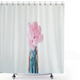 Personality  Woman And Pink Balloons Shower Curtains
