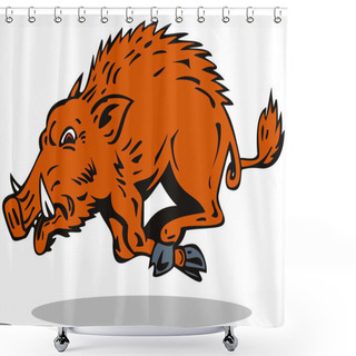 Personality  Wild Hog Jumping Shower Curtains