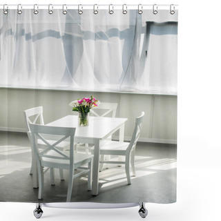Personality  Bouquet Of Tulips On Table In Modern Light Kitchen Shower Curtains